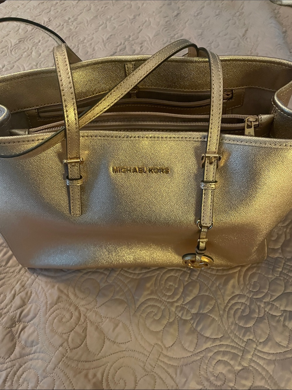 Michael Kors Metallic Saffiano leather tote